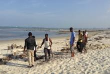 Catholic young people in Dar es Salaam, Tanzania, clean a section of the beach on the Indian Ocean in 2016. (Allen Ottaro)