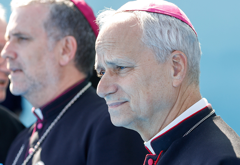 Then-U.S. Cardinal-designate Robert F. Prevost, prefect of the Congregation for Bishops, attends Pope Francis’ World Youth Day welcome ceremony at Eduardo VII Park in Lisbon, Portugal, on Aug. 3, 2023. (CNS/Lola Gomez)