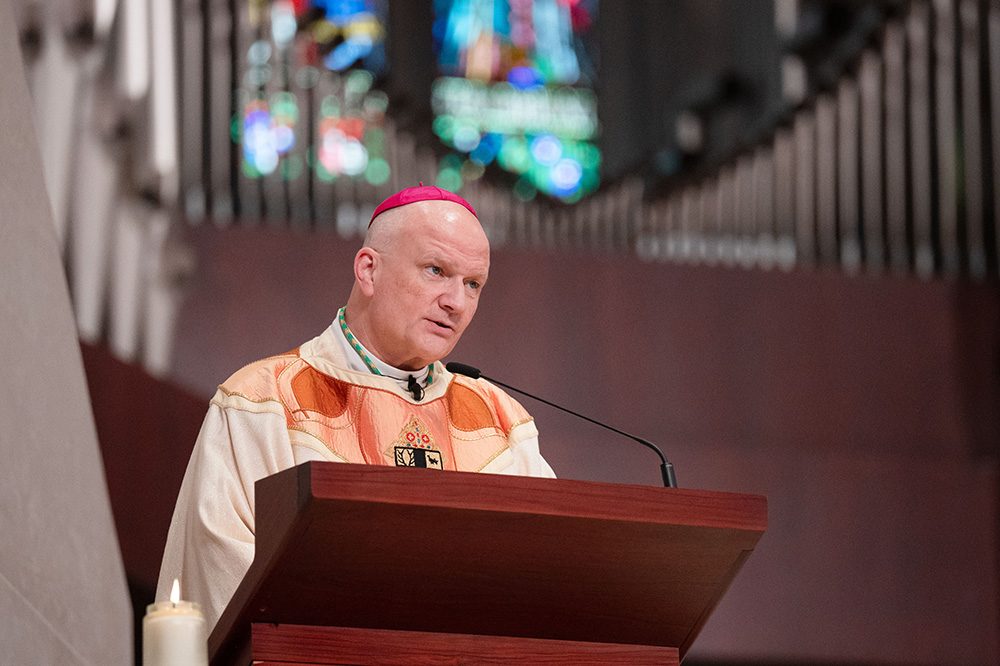 Archbishop Edward Weisenburger delivers his first homily during his installation Mass at the Cathedral of the Most Blessed Sacrament in Detroit March 18, 2025. (OSV News/Detroit Catholic/Tim Fuller)