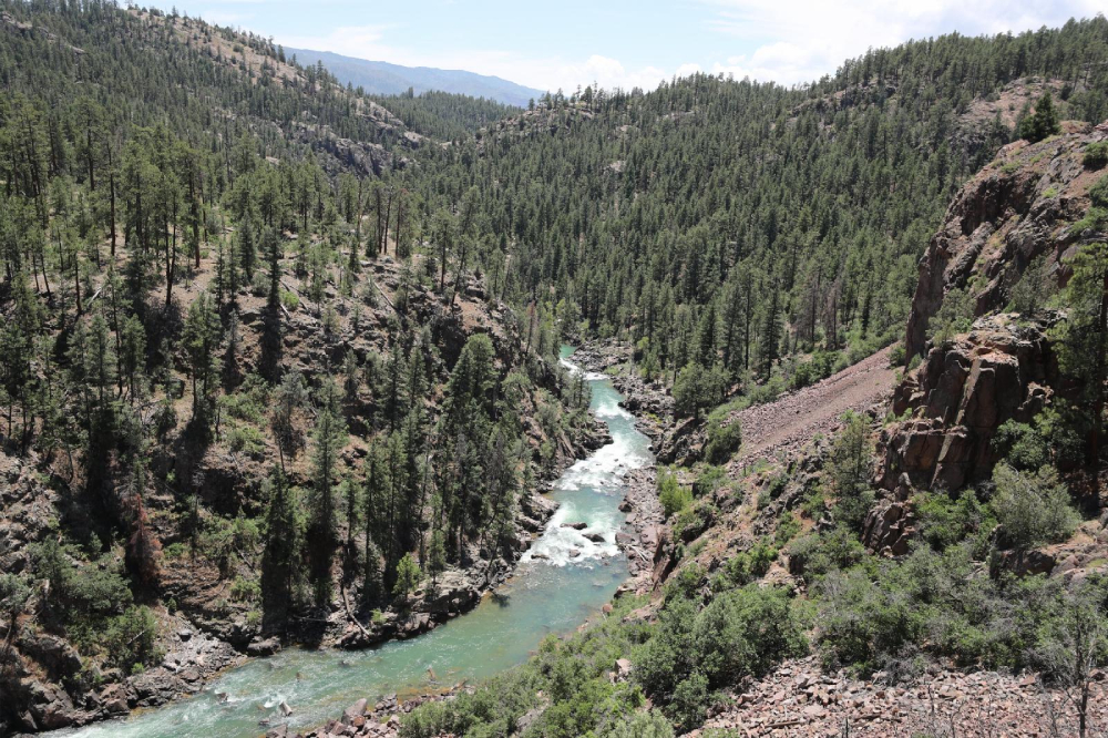 A river is seen running through the San Juan Mountains in Colorado on a bright day, July 17, 2025.