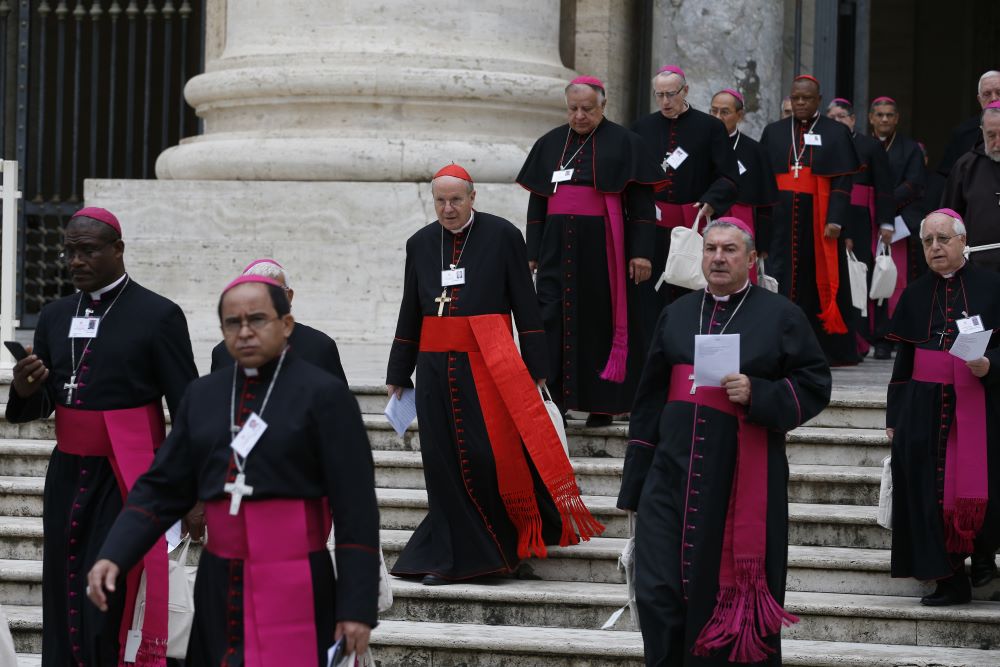 Bishops walk in procession from St. Peter's Basilica at the start of the Synod of Bishops for the Amazon in 2019. 