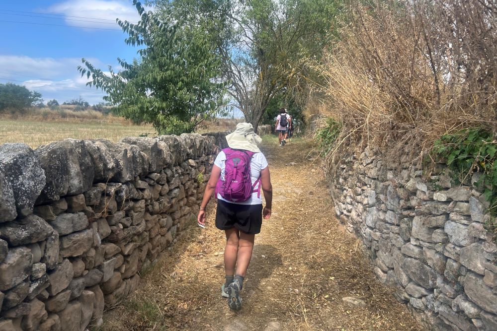A pilgrim walks along the Ignatian Way.