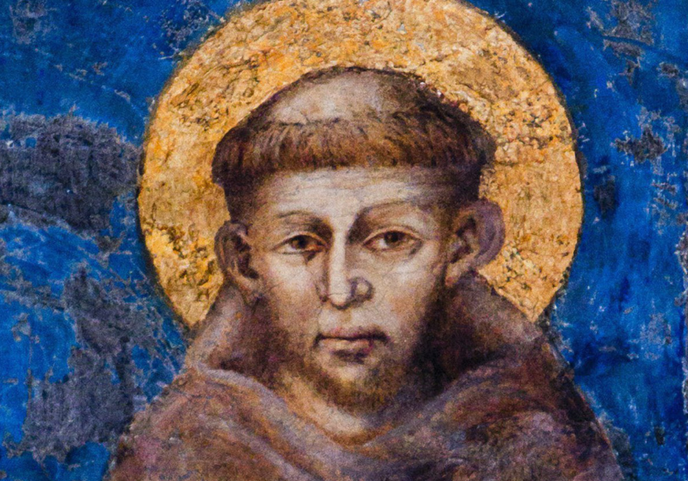 St. Francis of Assisi is depicted in this detail from a fresco in the Basilica of St. Francis in Assisi, Italy, in this 2013 file photo. (CNS/Octavio Duran)