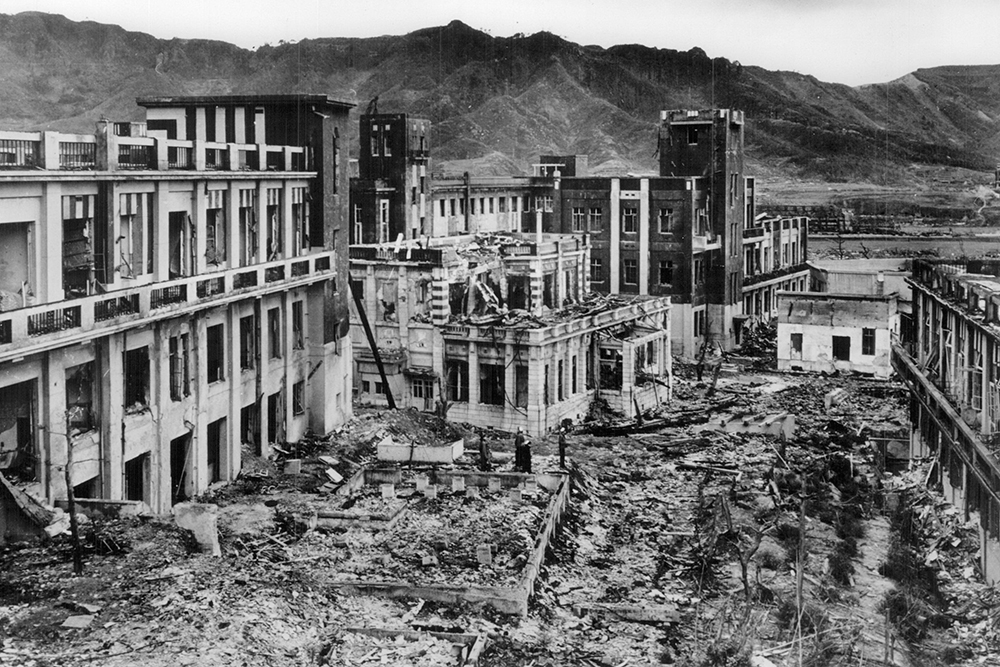The city of Nagasaki, Japan, shows scant signs of recovery four years after an atomic bomb was detonated over the city Aug. 9, 1945. (OSV News/Milwaukee Journal Sentinel files, USA TODAY NETWORK via Reuters)