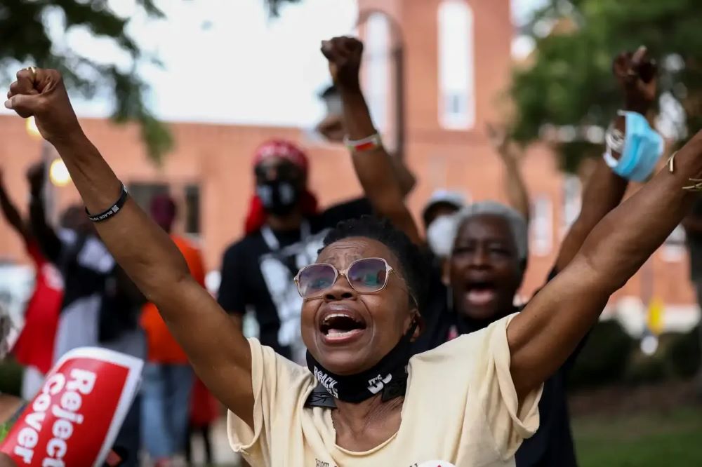 Tyrrah Young Mwanga is seen in Atlanta during the Freedom Ride For Voting Rights at Ebenezer Baptist Church in June 2021. (BCM/Reuters/Dustin Chambers)