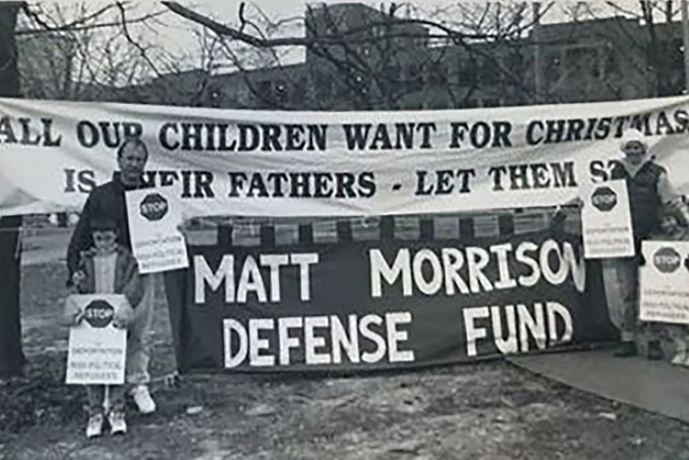 Matthew Morrison, with Francie Broderick and their children, at a 24-hour vigil in downtown St. Louis in 1996 