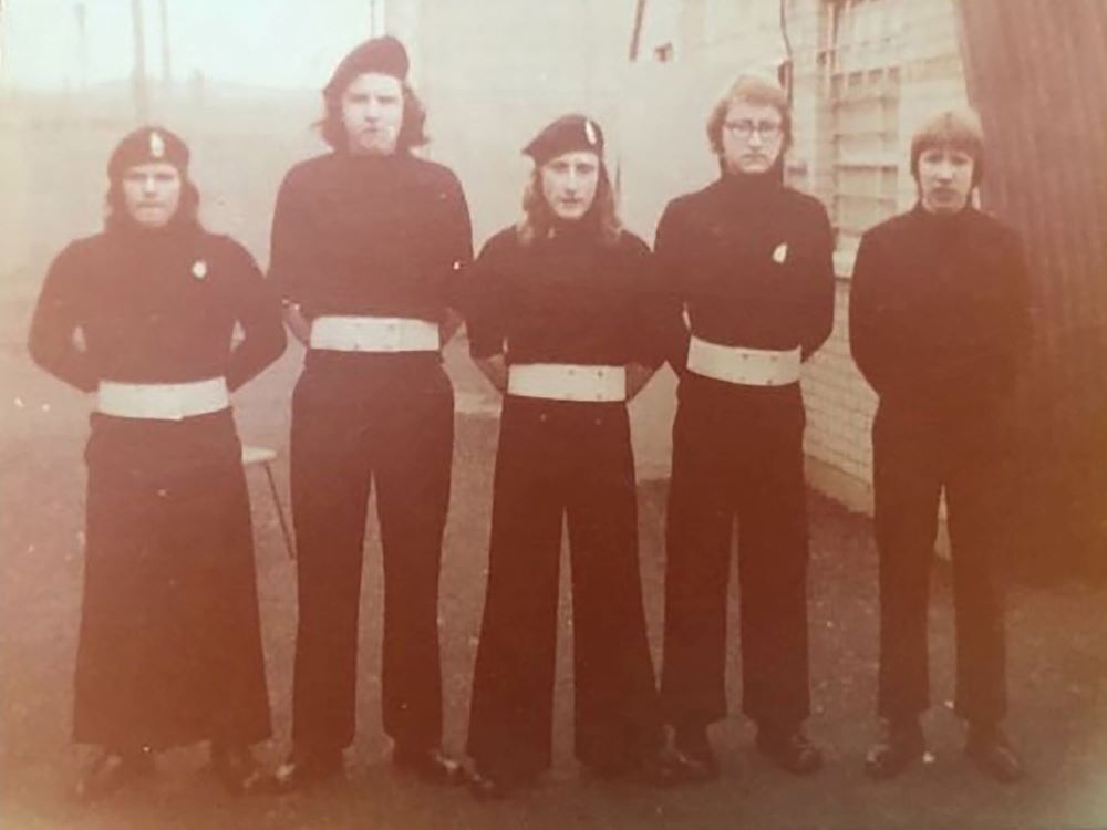 Matthew Morrison stands with incarcerated Irish Republican Army soldiers in 1975.