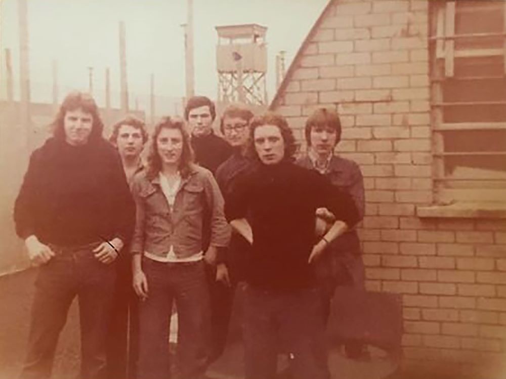 Matthew Morrison poses for a photograph with fellow Irish Republican Army soldiers inside a Northern Ireland prison in 1976