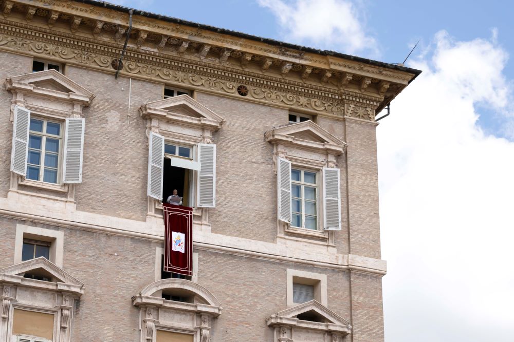 Pope Leo XIV leads Sunday Angelus from the window of the Apostolic Palace.