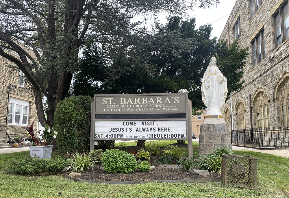  Sign outside St. Barbara Catholic Church in Philadelphia (NCR photo/Renée Roden)