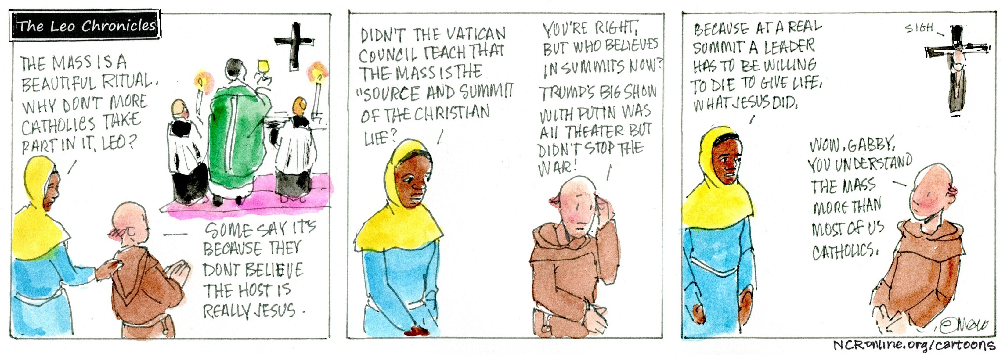 The Leo Chronicles: Gabby explains to Brother Leo her understanding of the meaning of Mass. 