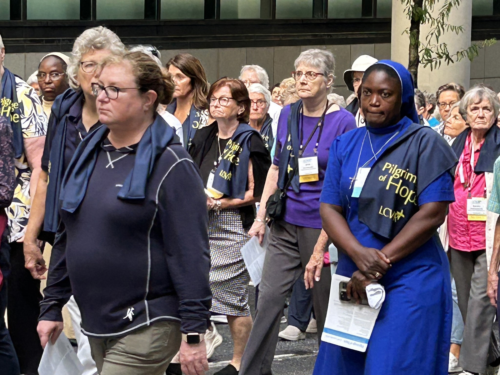 Catholic nuns walk through downtown Atlanta for the Leadership Conference of Women Religious’ “Outdoor Pilgrimage of Hope,” Aug. 14, 2025. (Photo courtesy of Sister Annmarie Sanders/LCWR)