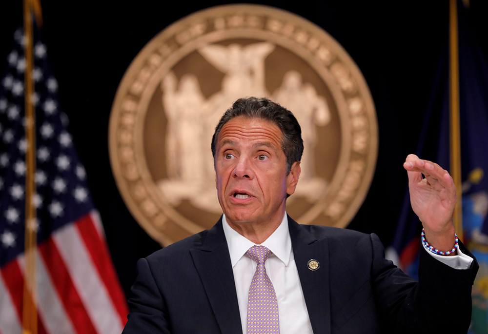 Former New York Gov. Andrew Cuomo speaks July 13, 2020, during a daily briefing in Albany, New York, amid the coronavirus pandemic. (CNS/Reuters/Mike Segar)