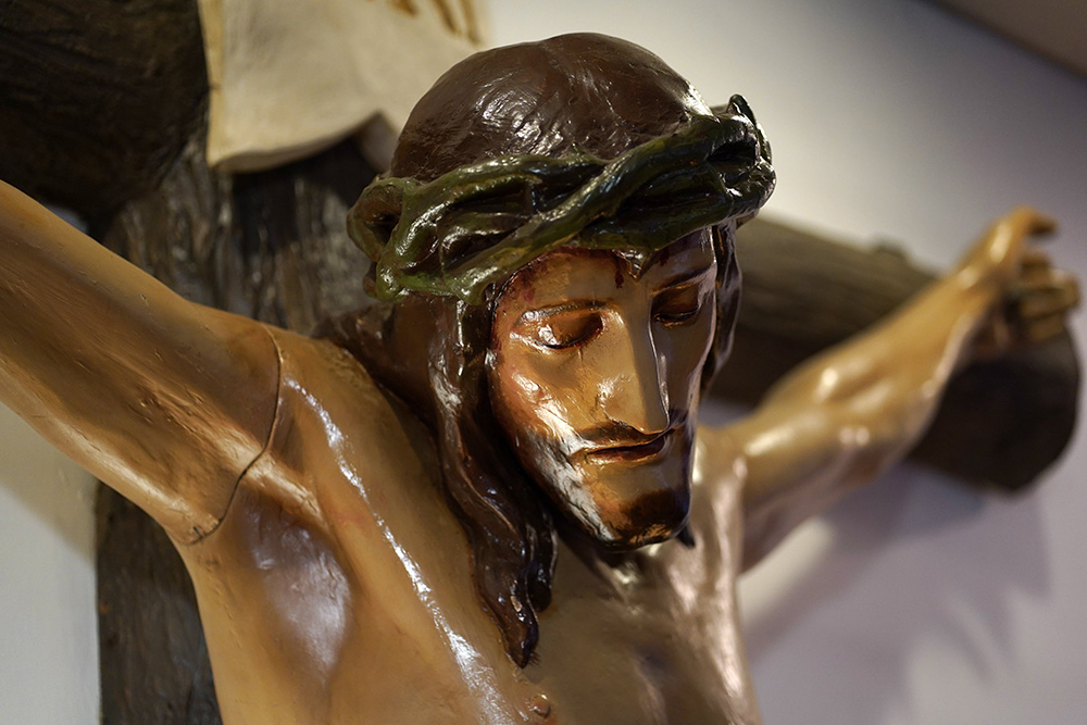 A crucifix is seen at Our Lady of the Island Shrine in Manorville, N.Y., April 16, 2025. (OSV News/Gregory A. Shemitz)