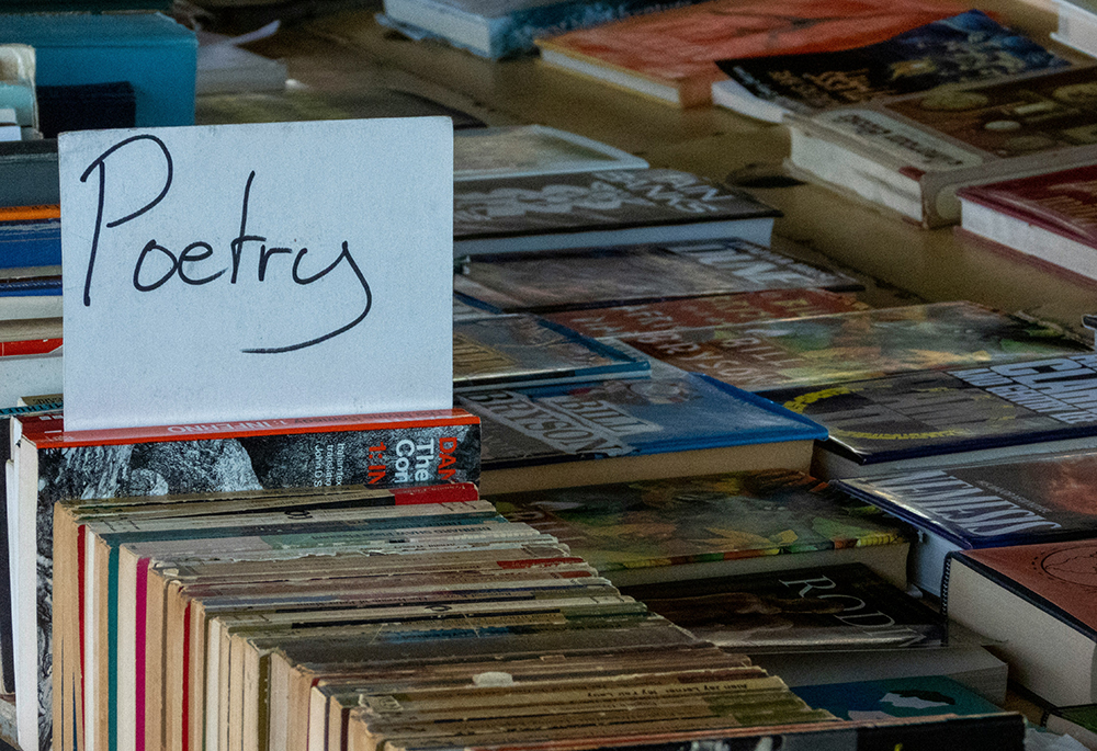 Poetry books are pictured on display. (Unsplash/Nick Fewings)