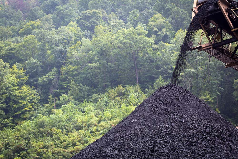 Mound of coal after being processed near Whitesville, W.Va., in 2014 (CNS/Tyler Orsburn)