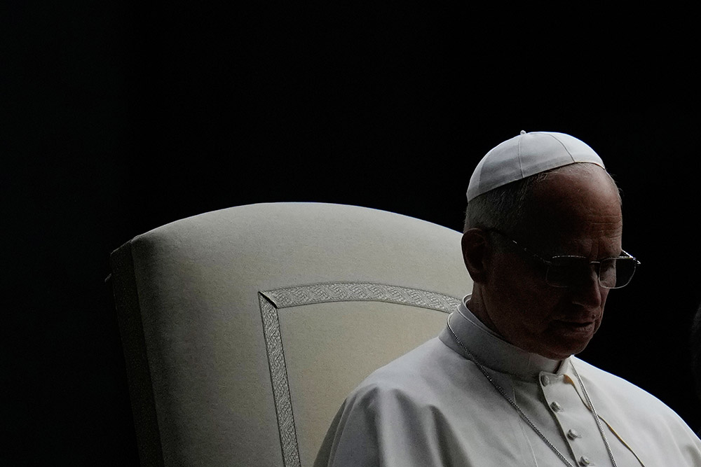 Pope Leo XIV presides over a Rosary vigil for peace in St. Peter's Square on the 63rd anniversary of the start of the Second Vatican Council, at the Vatican Oct. 12, 2025. (AP/Gregorio Borgia)