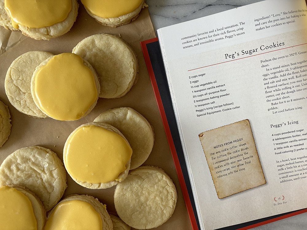 Peg's sugar cookies and her recipe in To Die For: A Cookbook of Gravestone Recipes by Rosie Grant (NCR photo/Olivia Bardo)