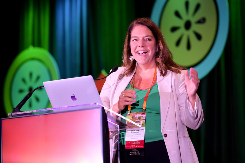 Catholic Charities USA President and CEO Kerry Alys Robinson speaks at CCUSA’s Annual Gathering in Puerto Rico this October. (Courtesy of Catholic Charities USA/Elias Kontogiannis)