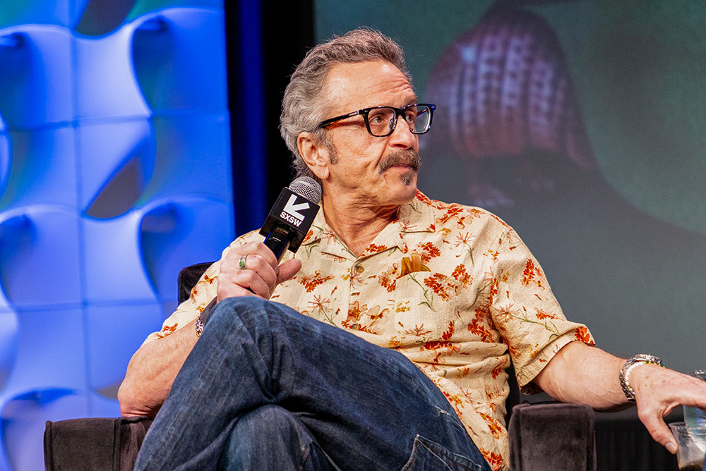 Marc Maron speaks at the 2025 South by Southwest festival in Austin, Texas, March 12. (Wikimedia Commons/Bea Phi)