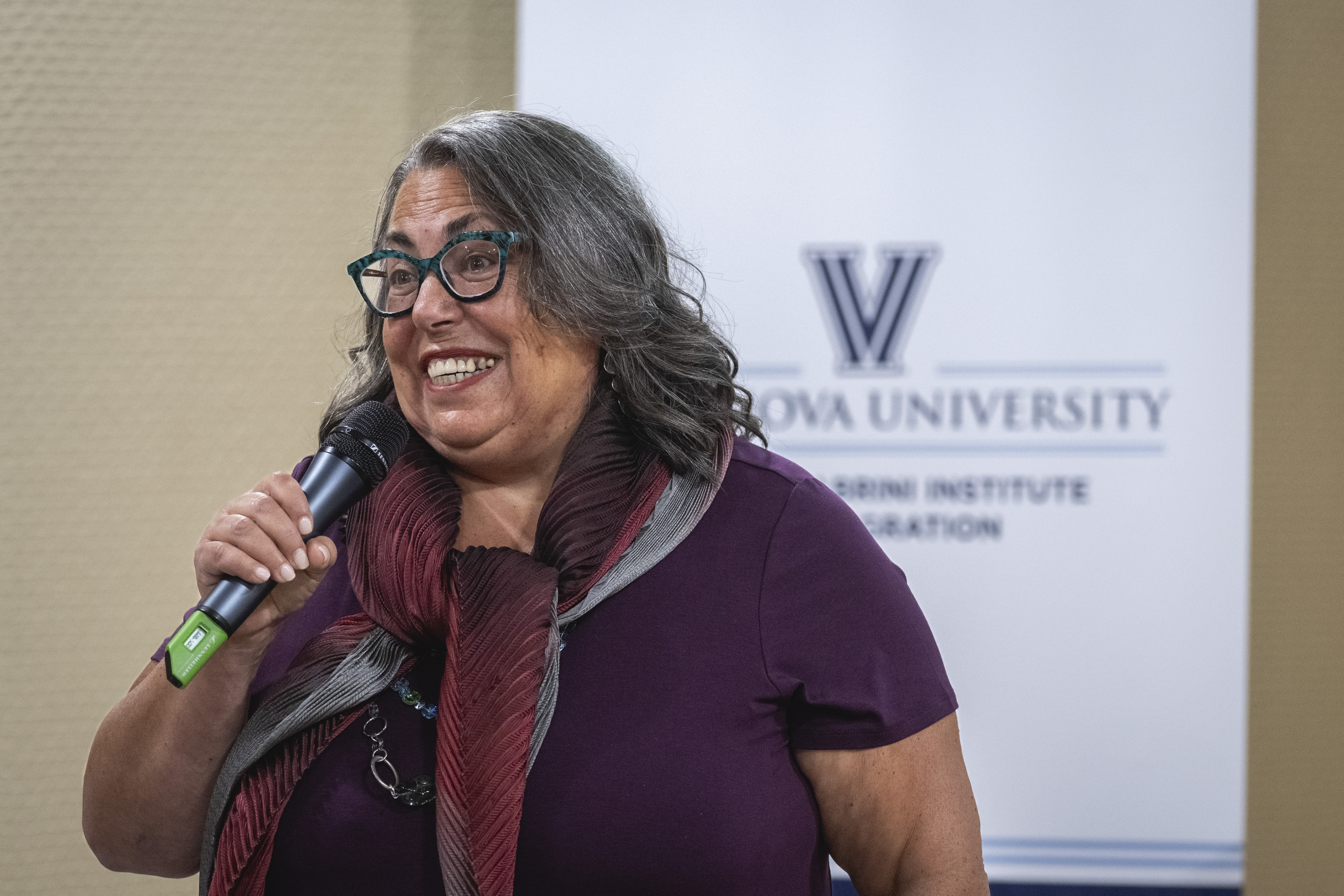 Michele Pistone, founding faculty director of the Mother Cabrini Institute on Immigration, speaks at the inauguration of the institute at the Vatican Sept. 30, 2025. (NCR photo/courtesy Mother Cabrini Institute on Immigration)