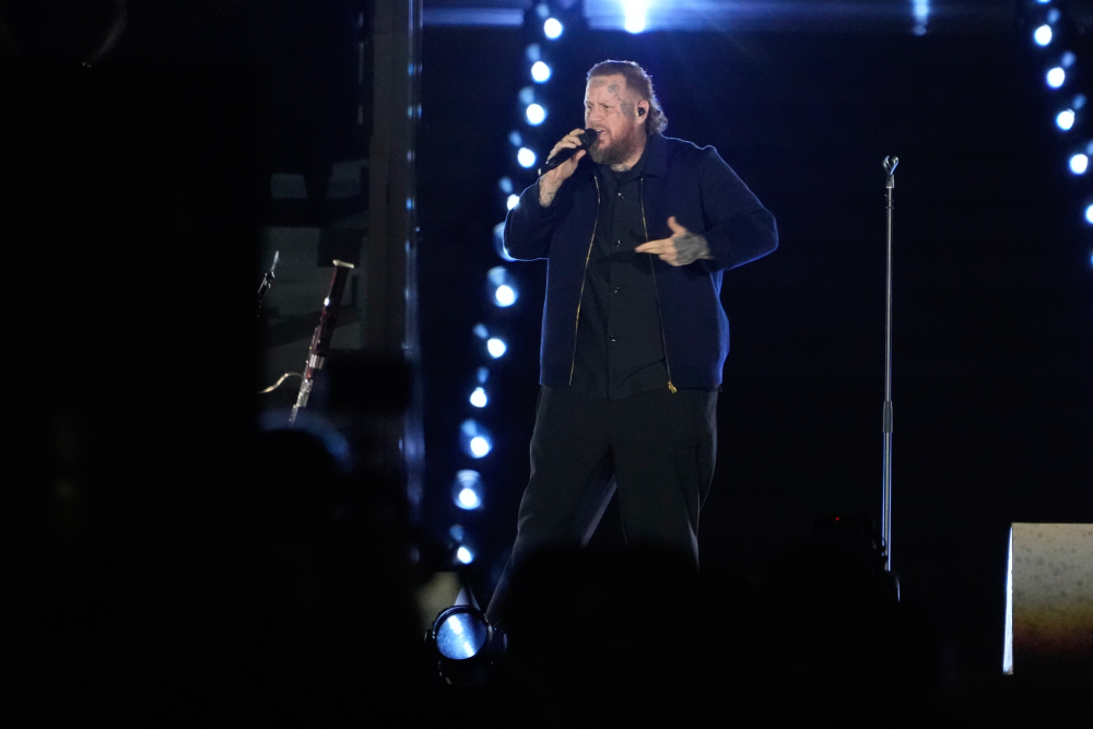 Jelly Roll performs during a concert in St. Peter's Square for the conclusion of the World Meeting on Human Fraternity at the Vatican, Saturday, Sept. 13, 2025. (AP/Gregorio Borgia)