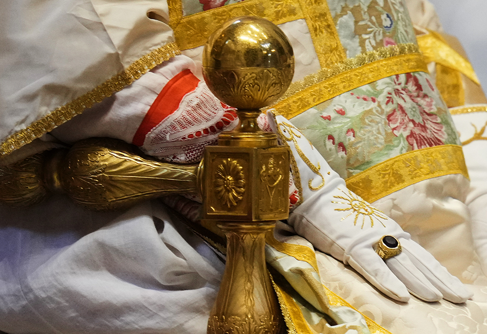 Cardinal Raymond Burke celebrates an old Latin Mass for pilgrims in St. Peter's Basilica, at the Vatican, Oct. 25, 2025. (AP Photo/Alessandra Tarantino)