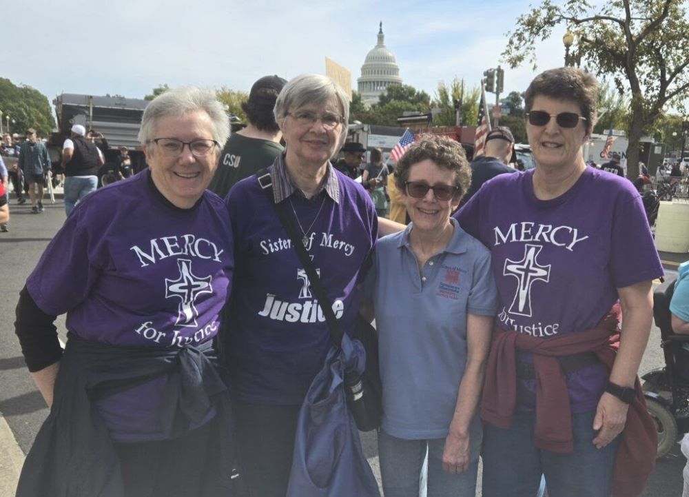 Members of the Sisters of Mercy’s Institute Leadership Team pose for a photo near the U.S. Capitol, where they joined a "No Kings" demonstration Oct. 18.