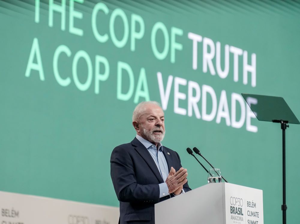 Brazil's President Luiz Inacio Lula da Silva speaks.