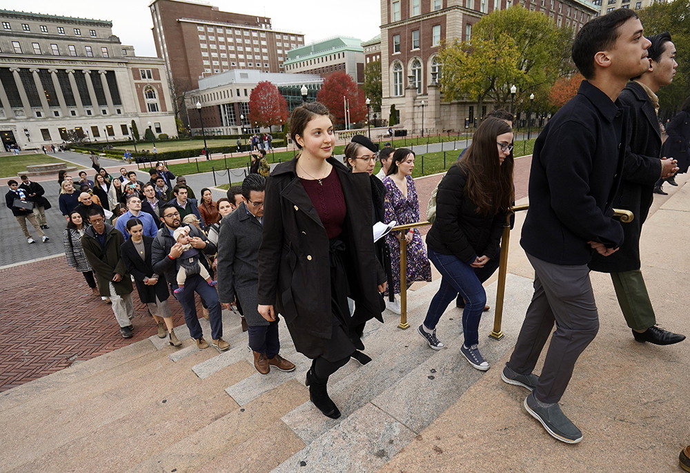 Members of the Catholic campus community at Columbia University in New York City participate in a Eucharistic procession on campus Nov. 10, 2024. A survey conducted for the National Catholic Reporter and the Wittcoff Foundation said that a majority of U.S. Catholic college and university students are engaged with their Catholic beliefs and identity. (OSV News/Gregory A. Shemitz)