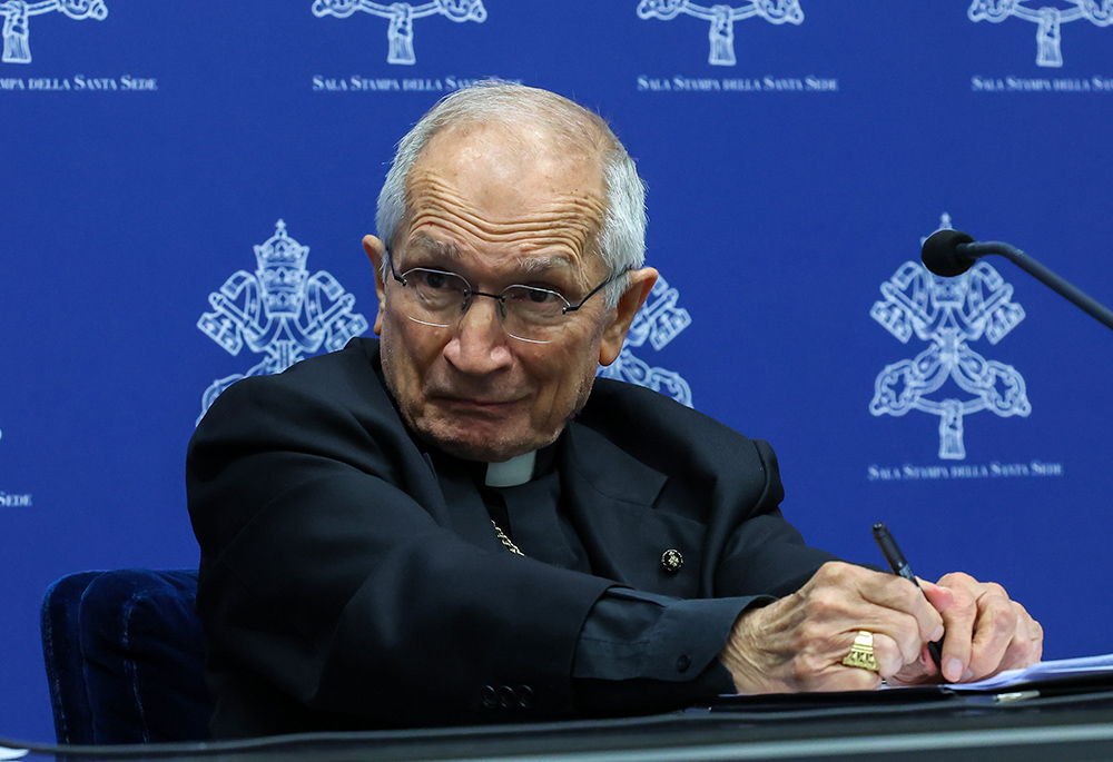 Cardinal Silvano Tomasi, a retired Vatican diplomat, participates in a news conference at the Vatican Dec. 23, 2024. (CNS/Justin McLellan)
