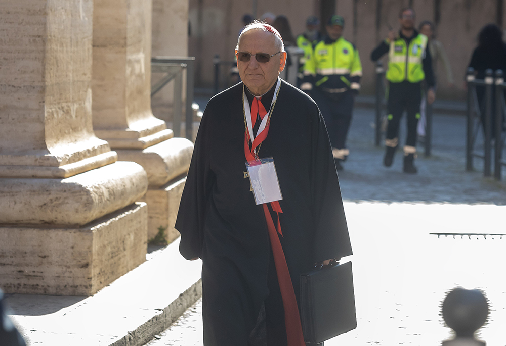 Cardinal Louis Sako, the Iraq-based patriarch of the Chaldean Catholic Church, arrives to attend a general congregation meeting of the College of Cardinals in the New Synod Hall at the Vatican April 29, 2025. (CNS/Pablo Esparza)