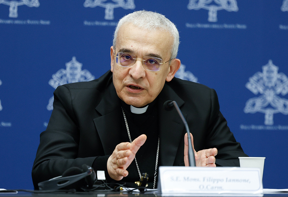 Archbishop Filippo Iannone, named prefect of the Dicastery for Bishops by Pope Leo XIV Sept. 26, 2025, is seen at the Vatican in this file photo from March 14, 2024. (CNS/Lola Gomez)