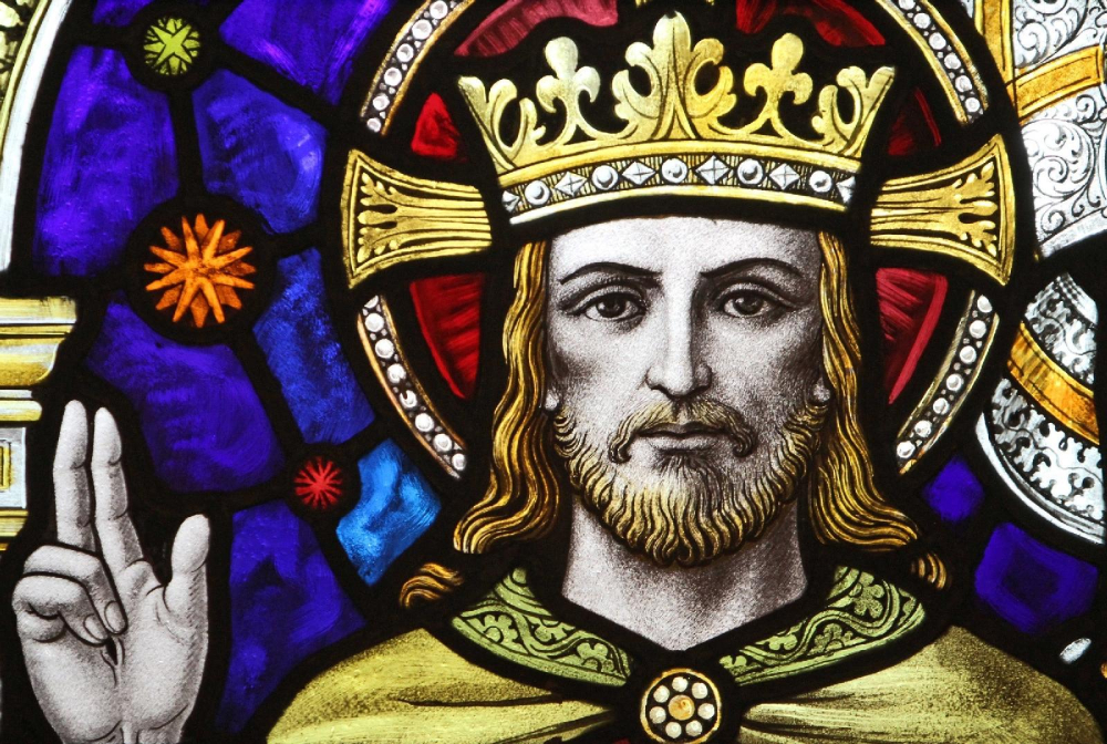 A stained-glass window of Jesus wearing a crown is seen in this 2011 photo at St. Joseph's Seminary in Yonkers, N.Y. (OSV News/Gregory A. Shemitz)