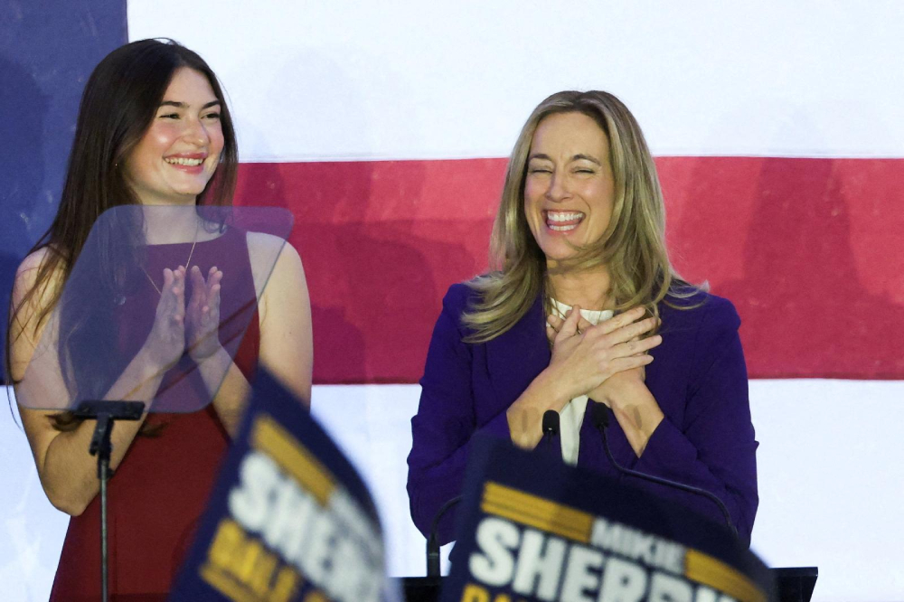 Democratic Rep. Mikie Sherrill, gubernatorial candidate for New Jersey, reacts on stage at her election night rally in East Brunswick, N.J., Nov. 4, 2025, after U.S. media projected her the winner. Now governor-elect, Sherrill received 56.2% of the vote to Republican Jack Ciattarelli's 43.2%. Ciattarelli, a former member of the state Assembly, was making his third try for governor. (OSV News/Reuters/Mike Segar)