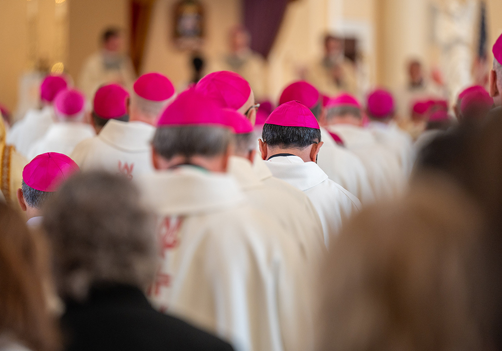 Bishops from around the country gather at the Basilica of the National Shrine of the Assumption of the Blessed Virgin Mary in Baltimore Nov. 10, 2025, for the opening Mass of the U.S. Conference of Catholic Bishops' fall plenary assembly. (OSV News/Catholic Review/Kevin J. Parks)