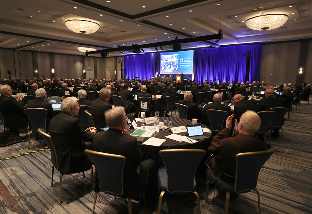Prelates attend a Nov. 11, 2025, session of the fall general assembly of the U.S. Conference of Catholic Bishops in Baltimore. The bishops Nov. 12 approved a "special pastoral message on immigration" that expresses the conference's collective solidarity with immigrants. (OSV News/Bob Roller)