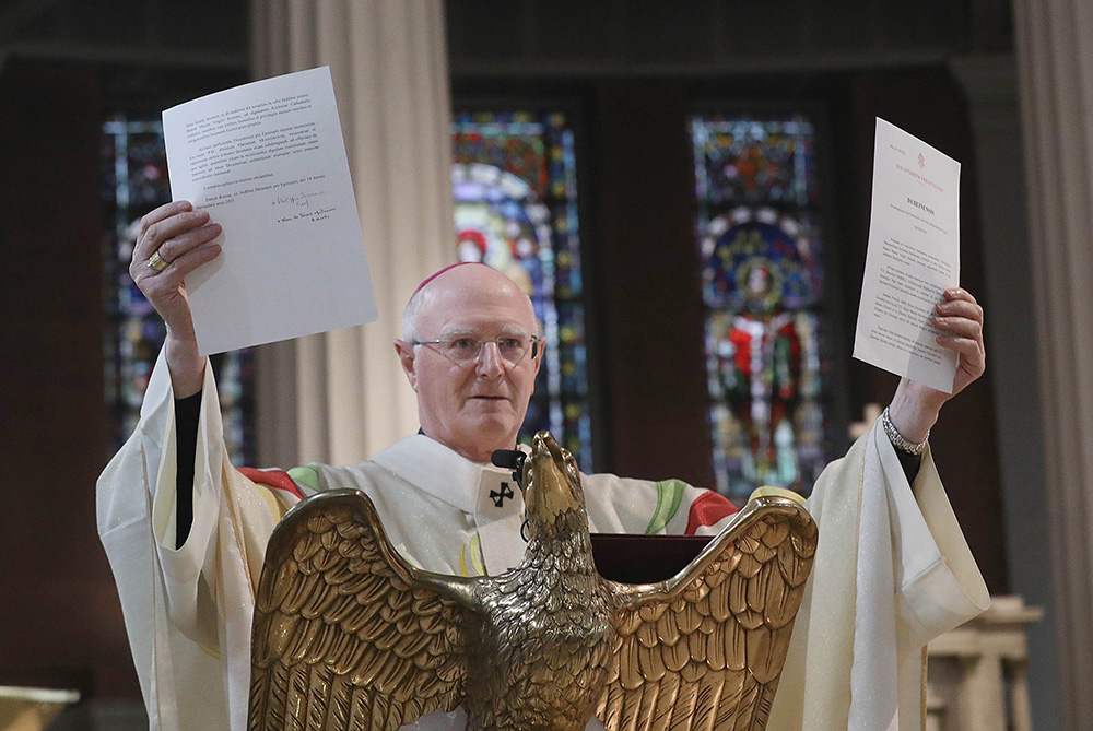 Archbishop Dermot Farrell of Dublin announces the elevation of St. Mary's Pro Cathedral to formal cathedral status at Mass Nov. 14, 2025. (OSV News/Courtesy of Dublin Archdiocese)