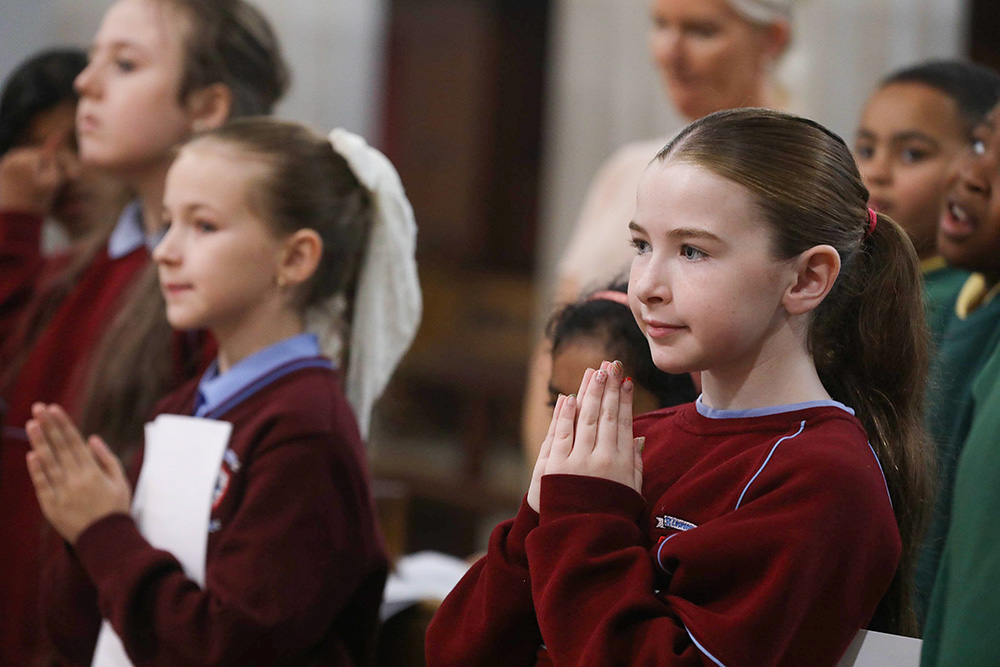 Choir girls are seen at a Mass announcing the elevation of St. Mary's Pro Cathedral to formal cathedral status Nov. 14, 2025. (OSV News/Courtesy of Dublin Archdiocese)