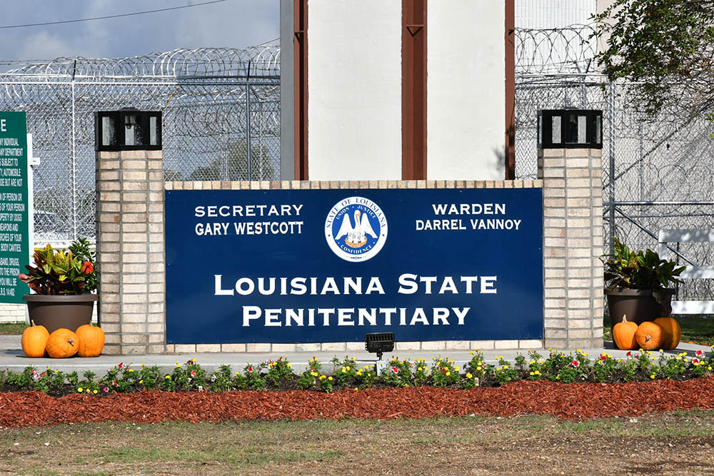 The entrance sign to Louisiana State Penitentiary is seen in October 2025. (Wikimedia Commons)