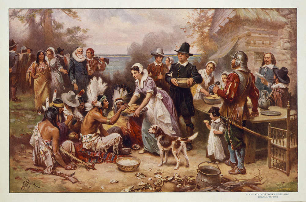 "The First Thanksgiving, 1621," by Jean L. G. Ferris (Library of Congress)
