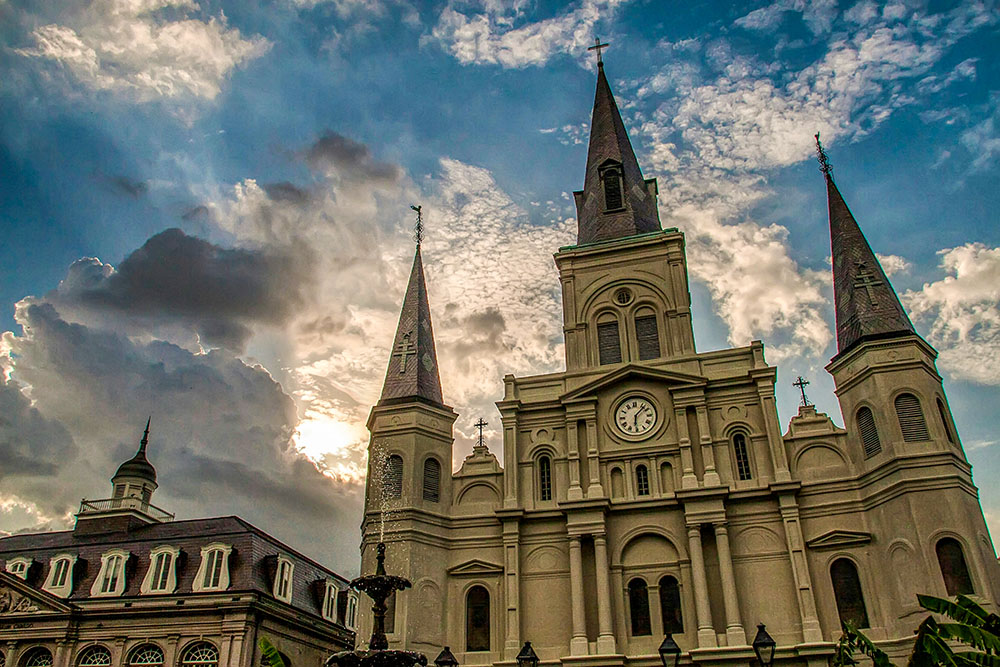 St. Louis Cathedral, seat of the New Orleans Archdiocese. In 2020, the archdiocese claimed Chapter 11 protection under federal bankruptcy law. (Unsplash/Mick Haupt)