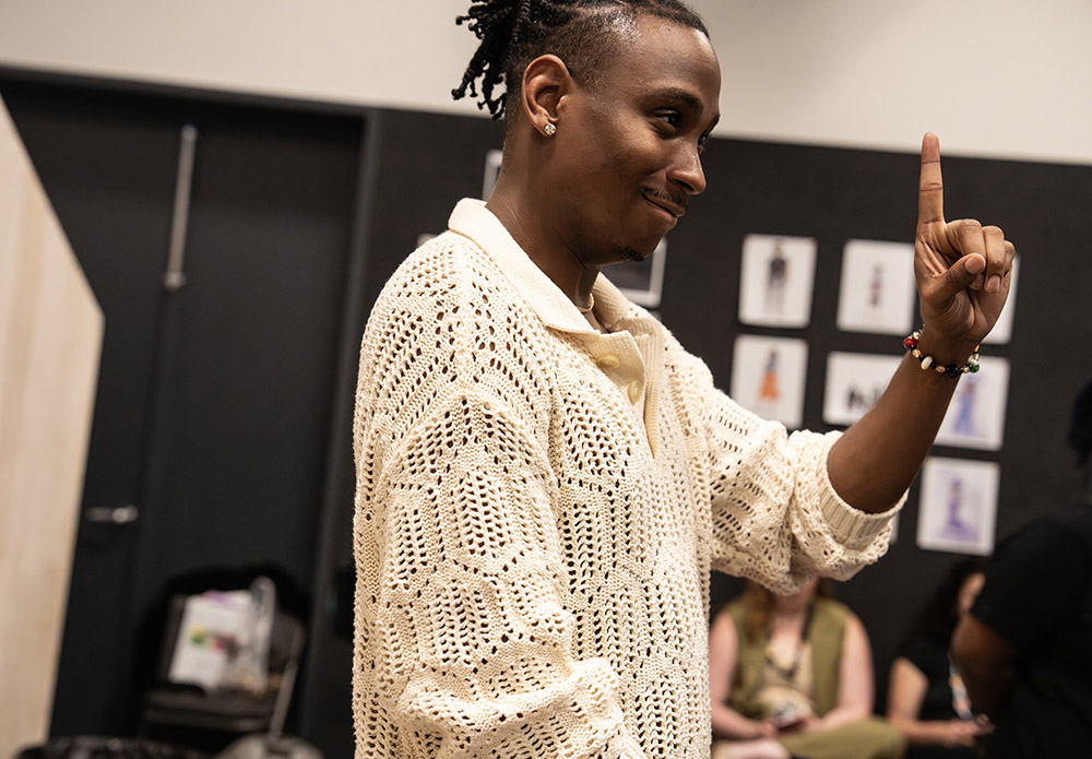 Playwright and actor Jordan E. Cooper in rehearsal for the New York premiere production of "Oh Happy Day!", directed by Stevie Walker-Webb (Joan Marcus)