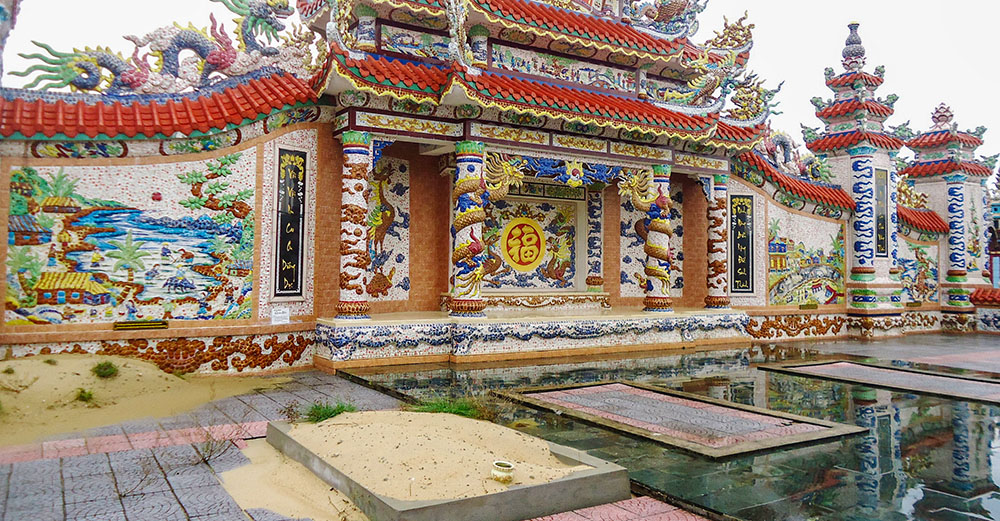 Inside Ho Thiet's family mausoleum are four empty chambers reserved for him, his wife and their son in the United States — a gesture blending earthly family ties with anticipation of reunion in the afterlife. (Joachim Pham)