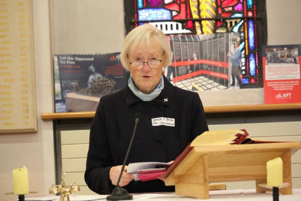 Sr. Denise O'Brien speaks at a Mass in Kimmage Manor, Dublin. 
