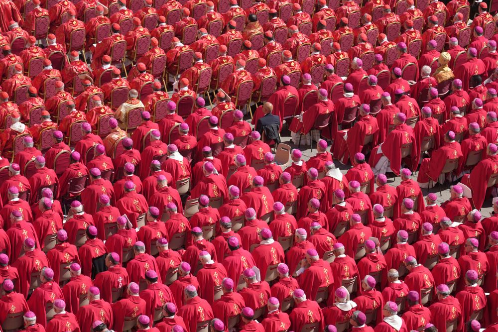  Clergy attend the funeral of Pope Francis in St. Peter's Square at the Vatican April 26. 