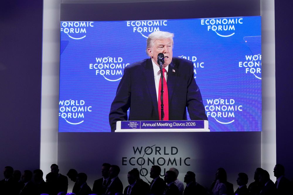 President Donald Trump speaks during the Annual Meeting of the World Economic Forum in Davos, Switzerland, Jan. 21. (AP/Markus Schreiber)