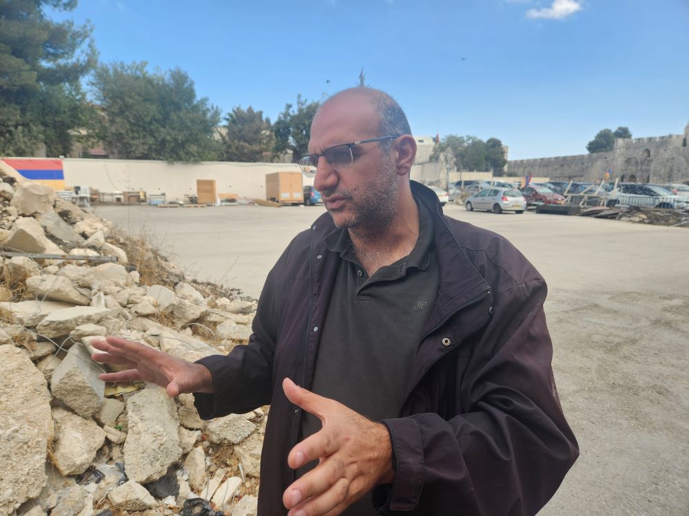 Omar Haramy, director of the Sabeel Ecumenical Liberation Theology Center, a Christian-based think tank, says that Ahmad Muna, his family and their bookstore are "taking on the task of ensuring that the Palestinian story — our lived experience, our truth — is heard in the West." (NCR photo/Chris Herlinger)