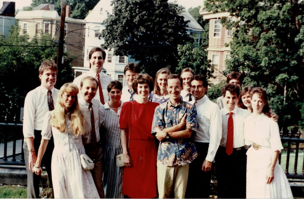 Jesuit Fr. James Martin poses with some of his high school and college friends on the day of his first vows as a Jesuit in 1990. (Courtesy of James Martin)