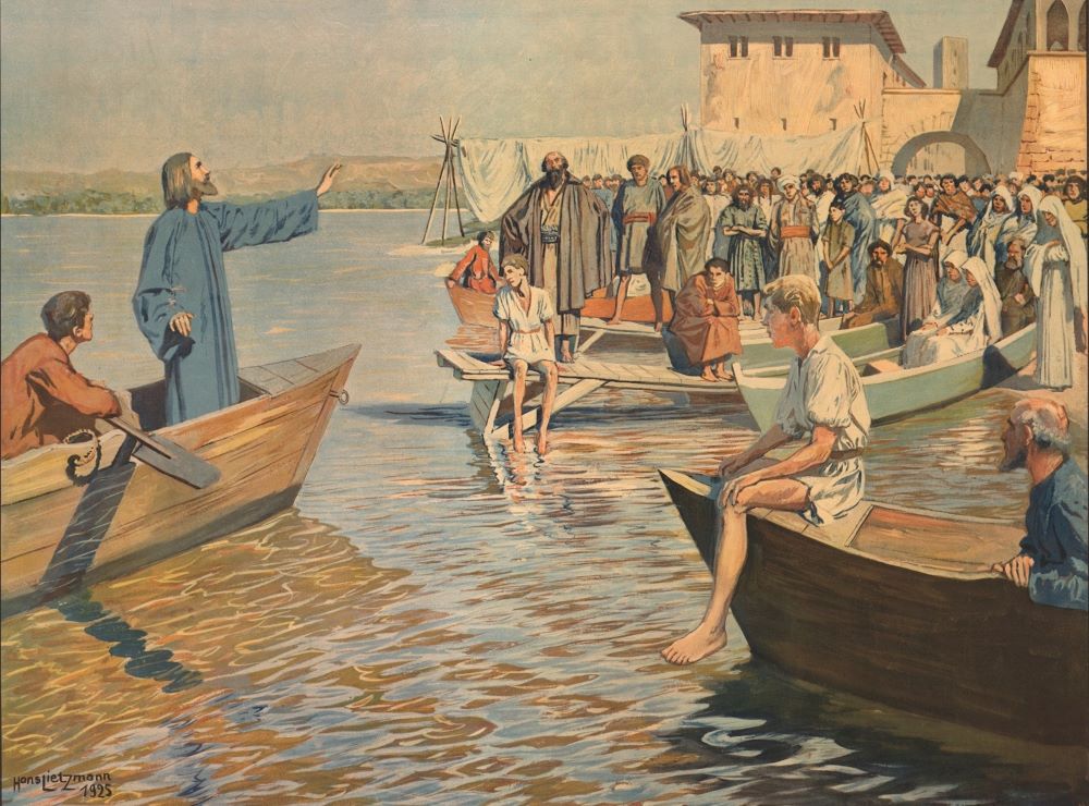 "Jesus preaches at the sea" (1925) by Hans Lietzmann (Artvee)